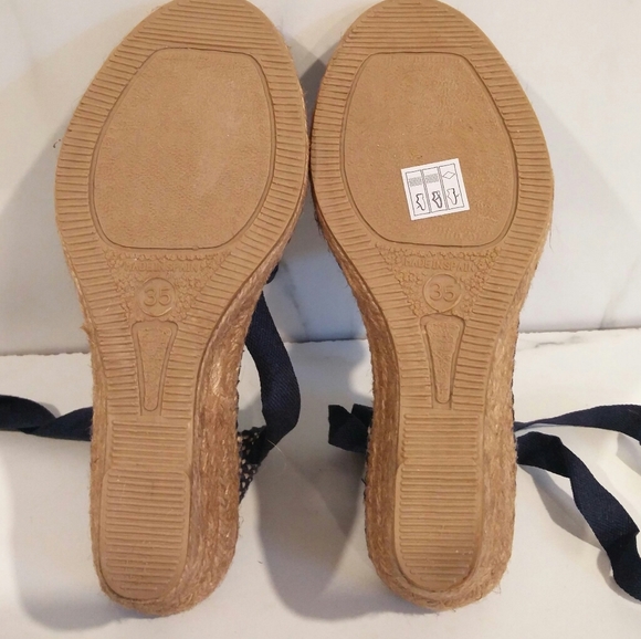 NWOT Navy Silk Spanish Wedge Espadrilles - Picture 10 of 10